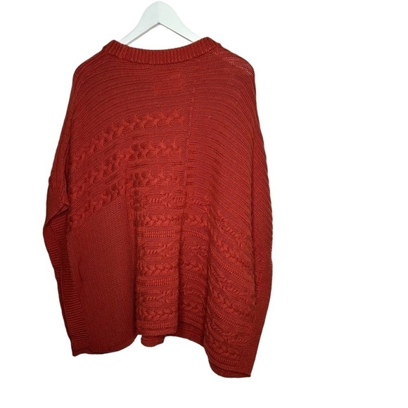 Abercrombie & Fitch Pumpkin Spice Orange Chunky Cable Knit Poncho Sweater XS/S - Picture 4 of 5